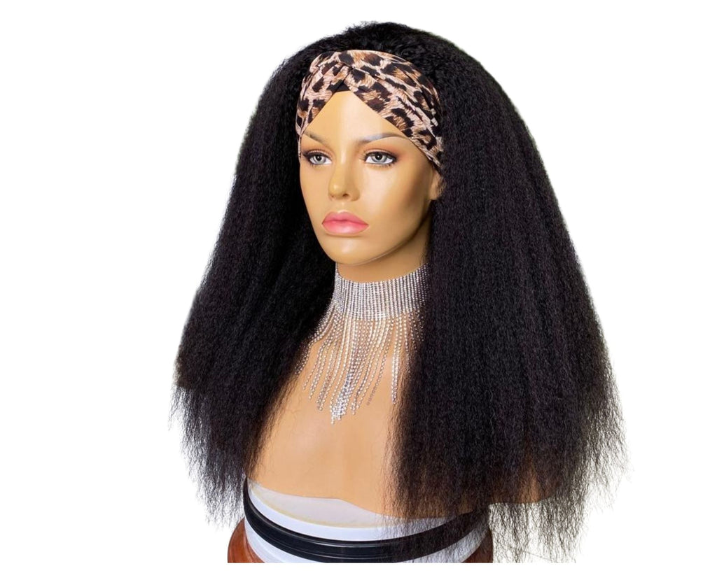 Headband Wig Kinky Straight Human Hair Scarf Wig No GLUE Easy Wear - Inspiren-Ezone