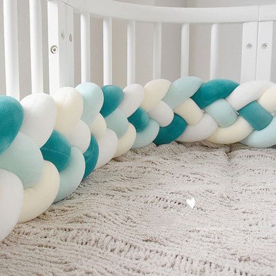 Heightening Baby Braided Crib Bumpers 4 Strip Knot Long Pillow Cushion Bedding Room dector - Inspiren-Ezone