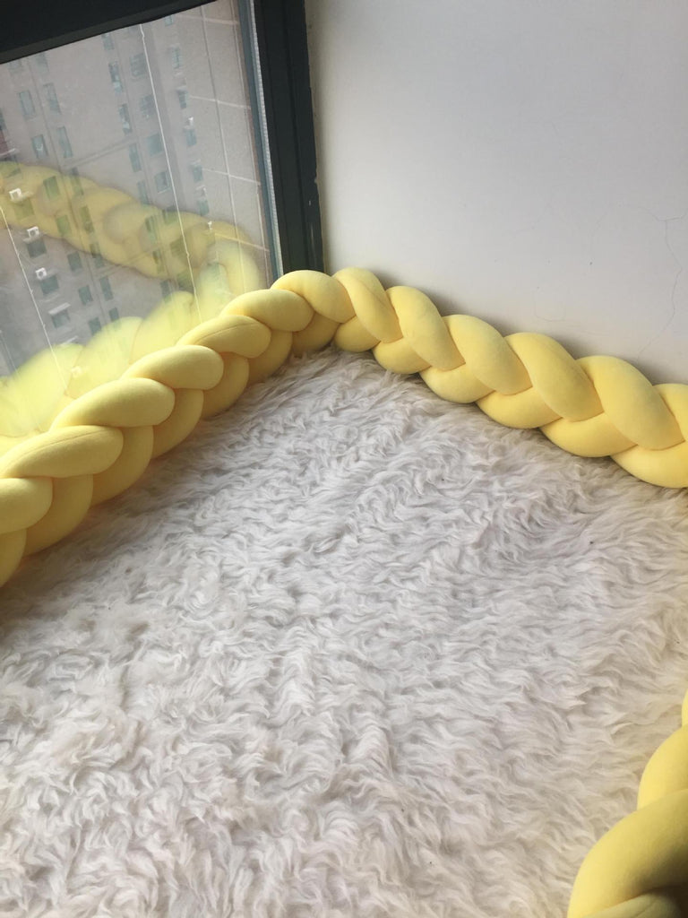 Heightening Baby Braided Crib Bumpers 4 Strip Knot Long Pillow Cushion Bedding Room dector - Inspiren-Ezone