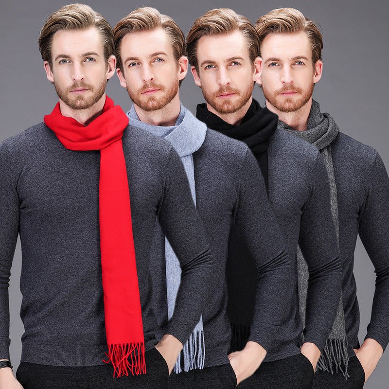High-end brand cashmere scarf for Men and women with pure wool long collar - Inspiren-Ezone