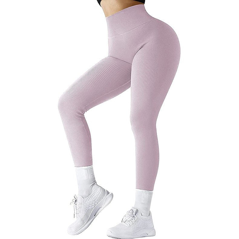 High Waist Seamless Leggings Threaded Knitted Fitness Pants Solid Women's Slimming Sports Yoga Pants Elastic Running Sport Leggings - Inspiren-Ezone