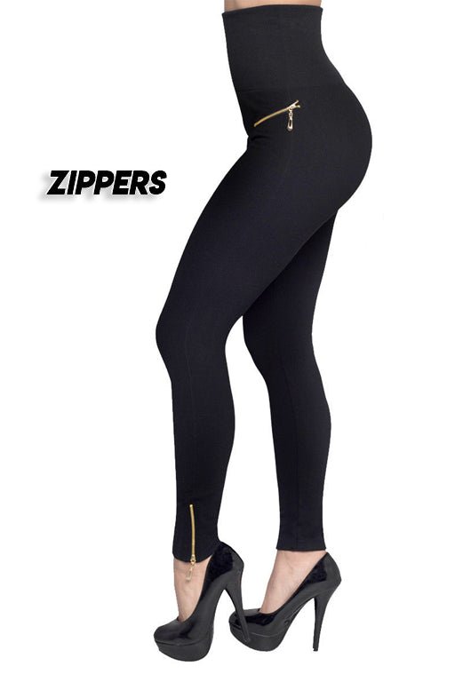High-waisted Tight Pants Tummy Control Zipper Leggings for Women Seamless Breech with Diamond-studded Pants - Inspiren-Ezone
