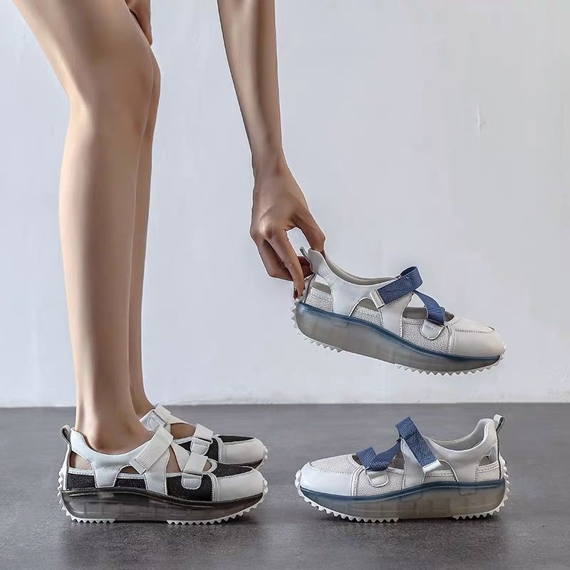 Hollow Old Shoes Female Bottom Breathable White Baotou Sports Sandals - Inspiren-Ezone
