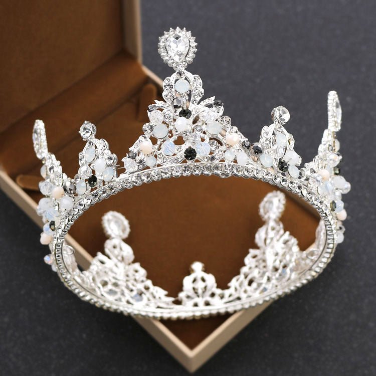 Korean bride rounded crown princess pearl diamond wedding ornaments crown headdress wedding accessories - Inspiren-Ezone