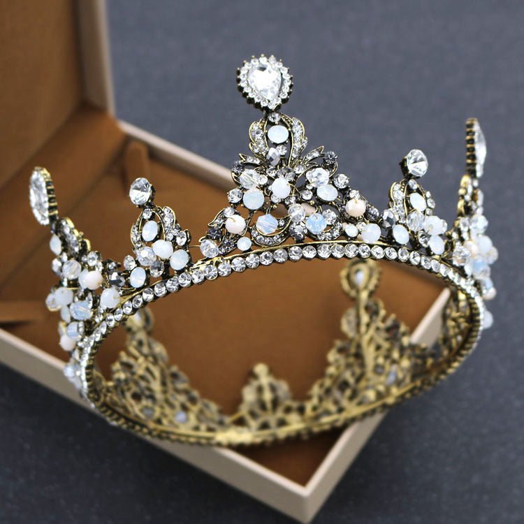 Korean bride rounded crown princess pearl diamond wedding ornaments crown headdress wedding accessories - Inspiren-Ezone