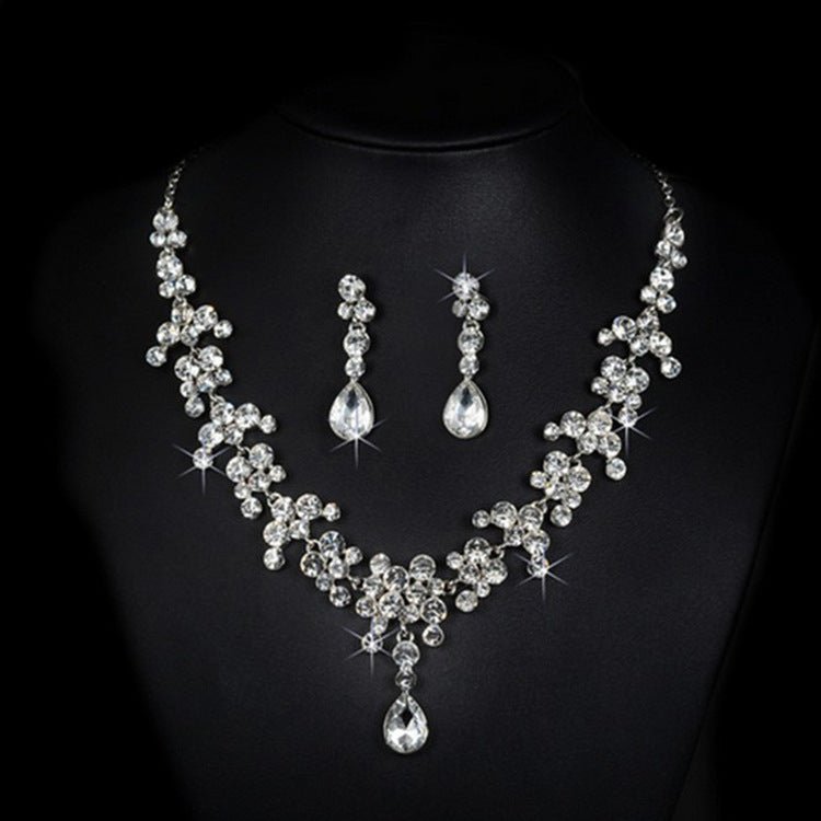 Korean wedding bride female diamond necklace earrings set water hot money supply accessories trade - Inspiren-Ezone