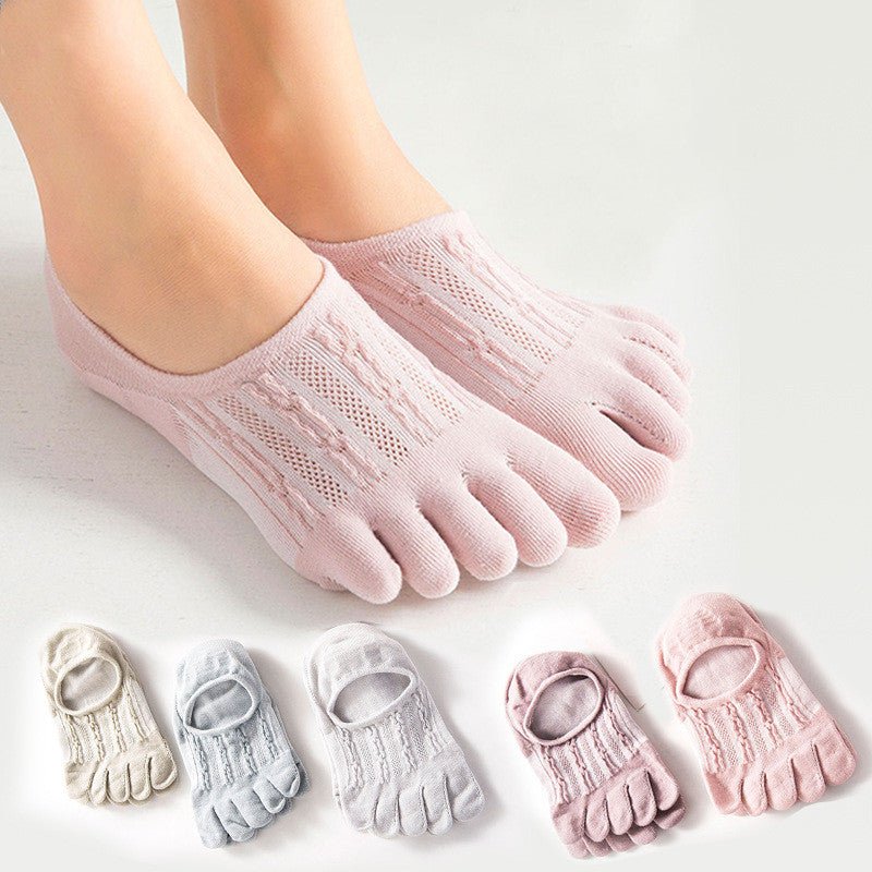 Ladies Pure Cotton Deodorant Socks Sweat Absorbing Invisible Five Finger Socks - Inspiren-Ezone