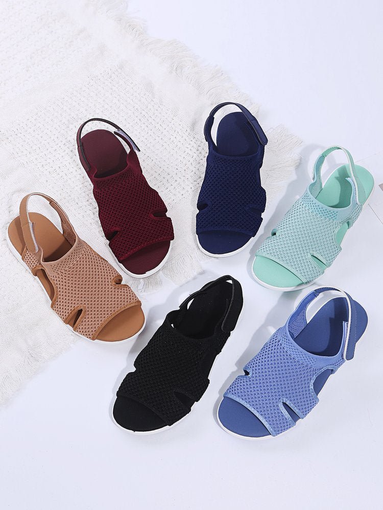 Ladies Sandals Large Size Breathable Stretch Fly Woven Comfort - Inspiren-Ezone
