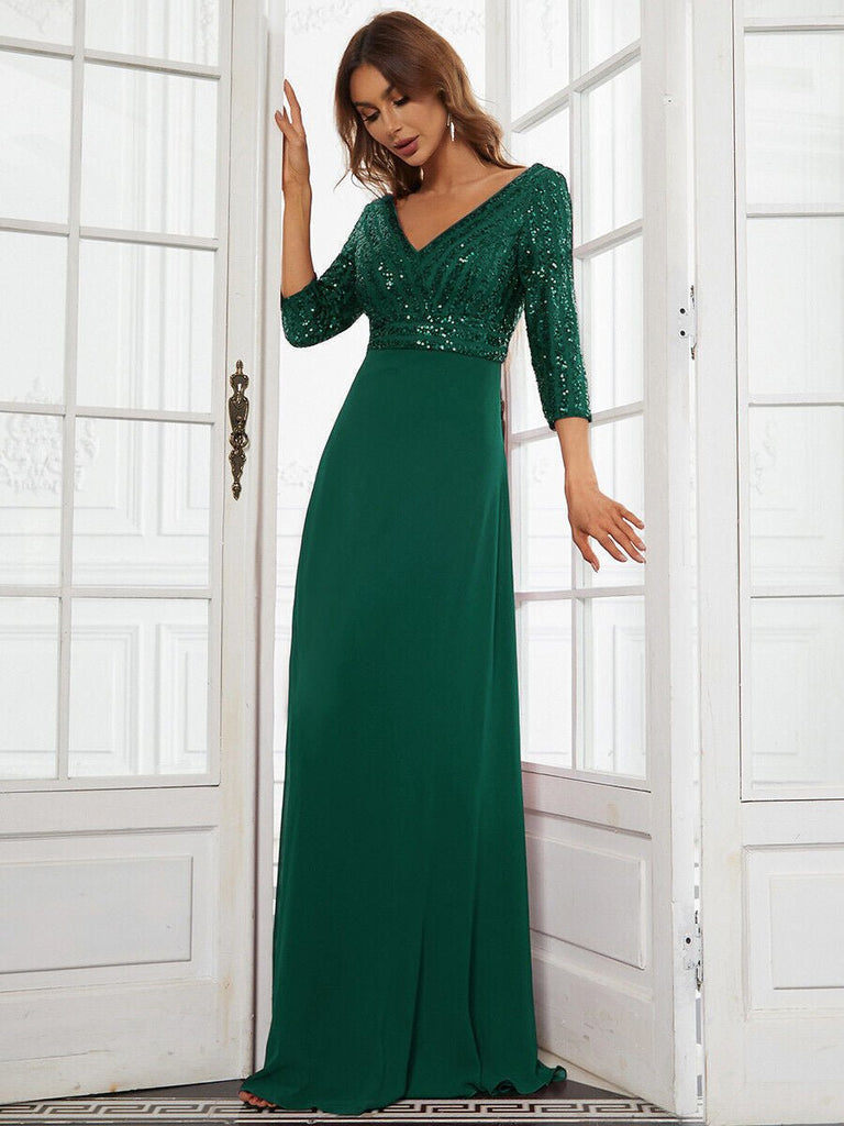 Large Swing Sequin Stitching Evening Dress - Inspiren-Ezone
