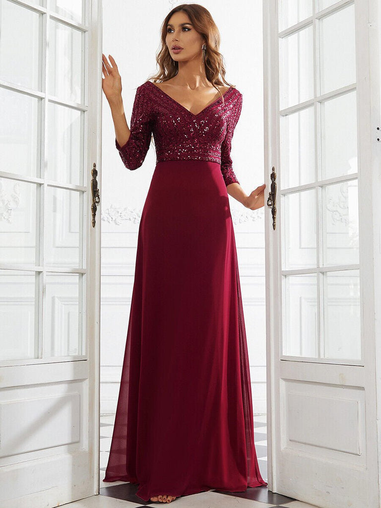Large Swing Sequin Stitching Evening Dress - Inspiren-Ezone