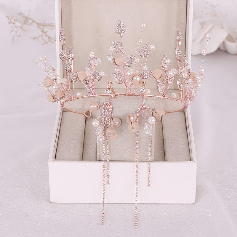 Luxury Pearl And Diamond Crown Earrings Set - Inspiren-Ezone