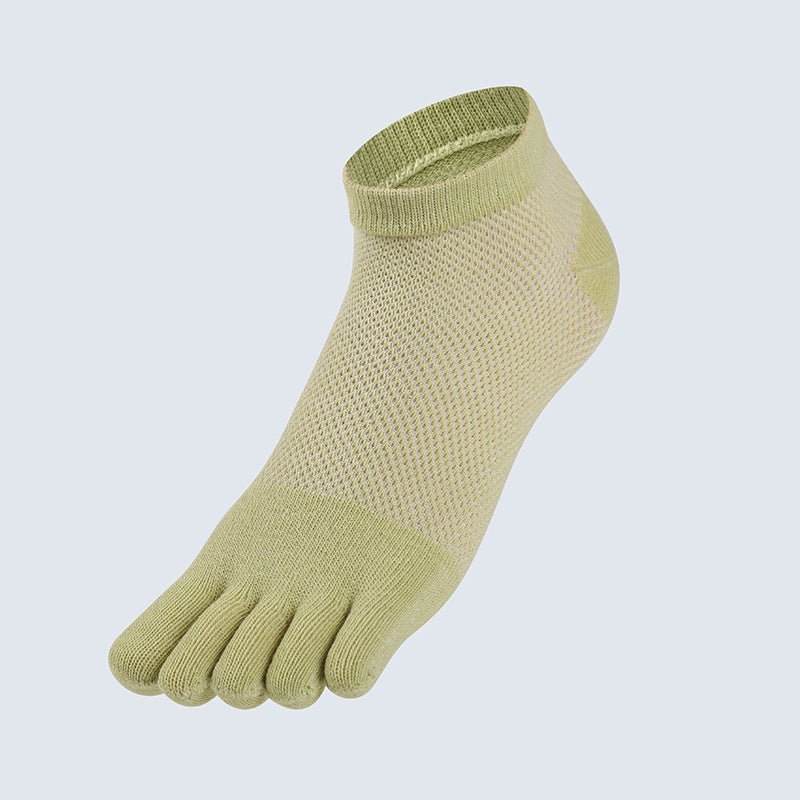 Mesh Cotton Mid-tube Five-toed Socks Split Toe Solid Color Sports - Inspiren-Ezone