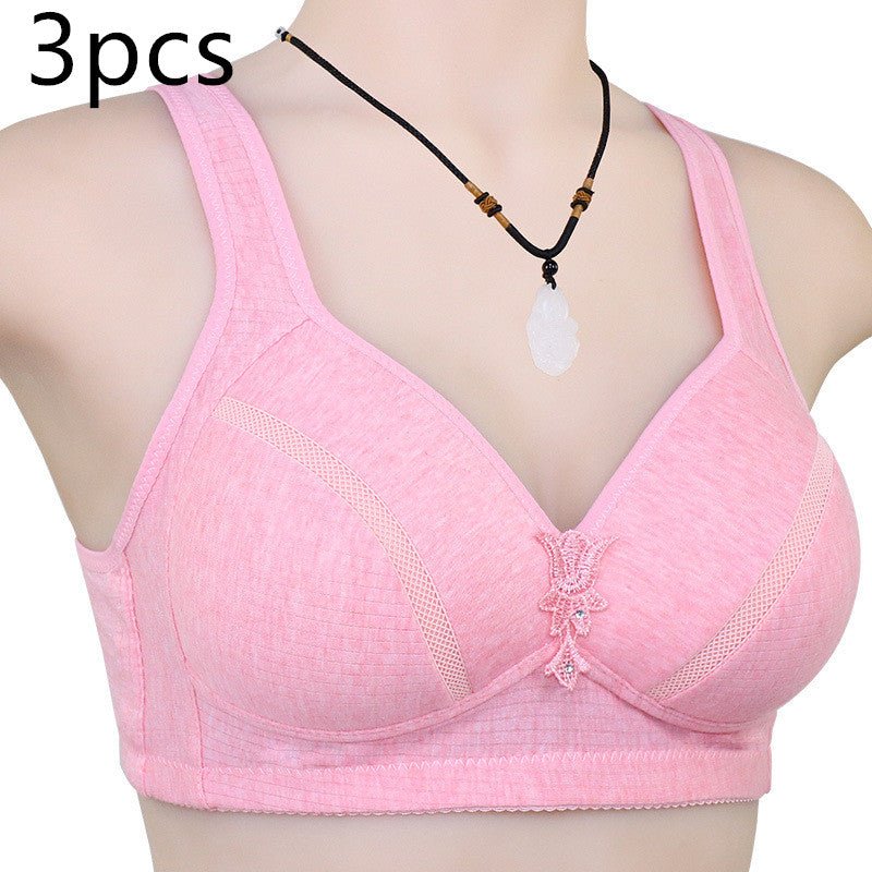 Middle-Aged And Elderly Colored Cotton Thin Vest-Style Bra - Inspiren-Ezone