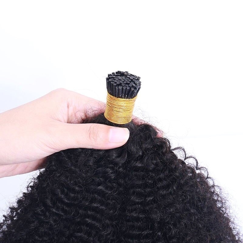Mongalian Afro Kinky Curly i Tip Microlinks Braiding Human Hair Extens - Inspiren-Ezone