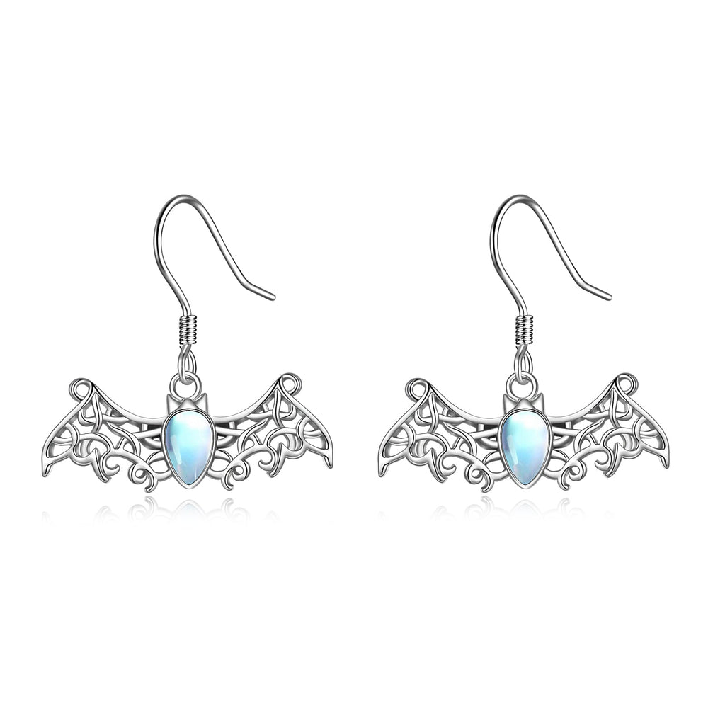 Moonstone Bat Earrings for Women Sterling Silver Celtic Bat Irish Jewelry Hypoallergenic - Inspiren-Ezone