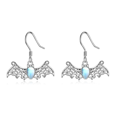 Moonstone Bat Earrings for Women Sterling Silver Celtic Bat Irish Jewelry Hypoallergenic - Inspiren-Ezone