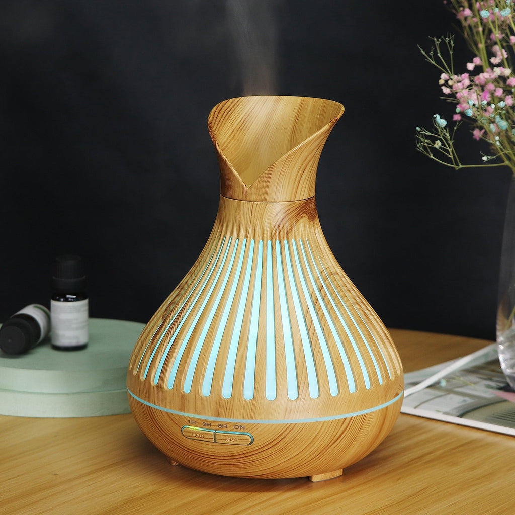 New Aroma Diffuser 500ml Wood Grain Humidifier Household Hollow Vase Humidifier - Inspiren-Ezone
