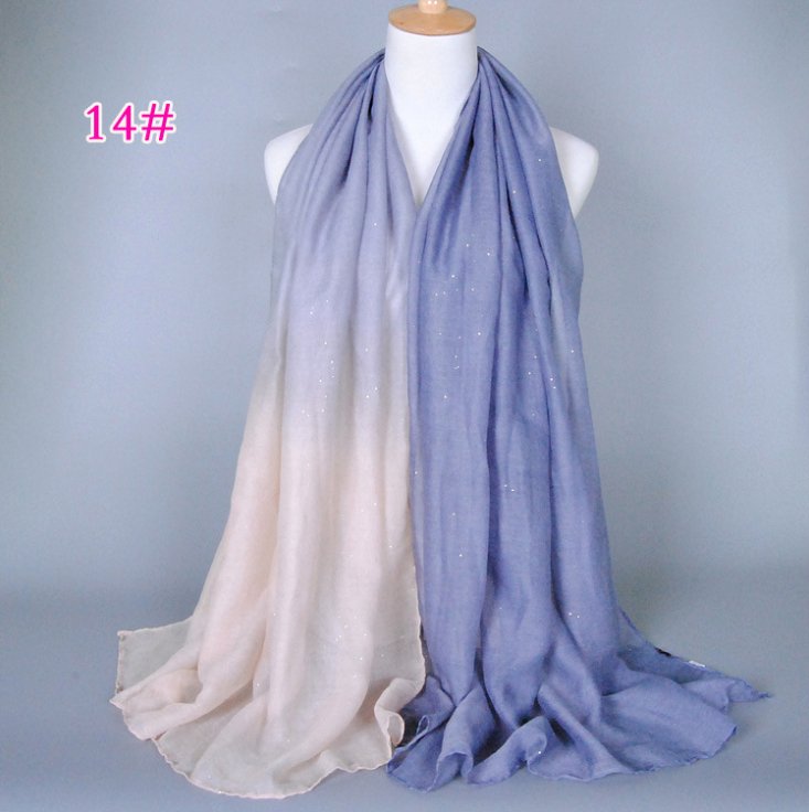 New cotton and linen Balinese women's scarf Classic hot stamping gradient autumn and winter women's scarf - Inspiren-Ezone