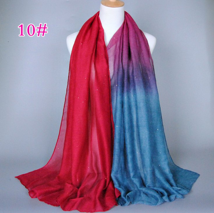 New cotton and linen Balinese women's scarf Classic hot stamping gradient autumn and winter women's scarf - Inspiren-Ezone