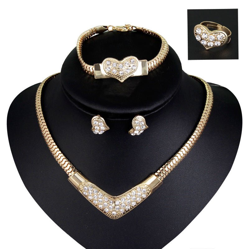 New European and American necklaces, earrings, hand ornaments, four sets of bridal wedding party jewelry manufacturers direct sales - Inspiren-Ezone