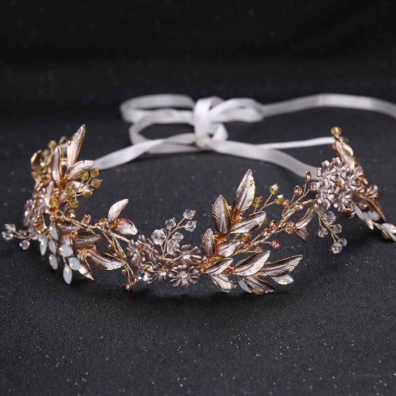 New Handmade Hairband Gold Leaf Headdress Bridal Hair Accessories Bridal Jewelry - Inspiren-Ezone