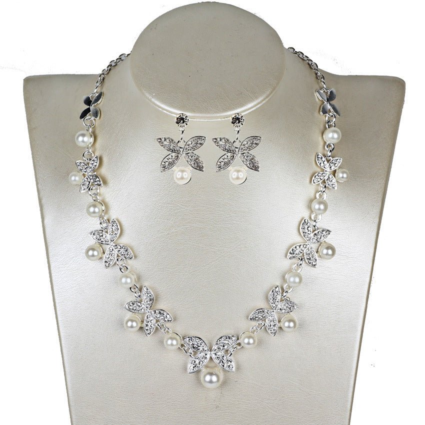 New Pearl butterfly necklace, earrings, bridal jewelry set, bridal jewelry - Inspiren-Ezone