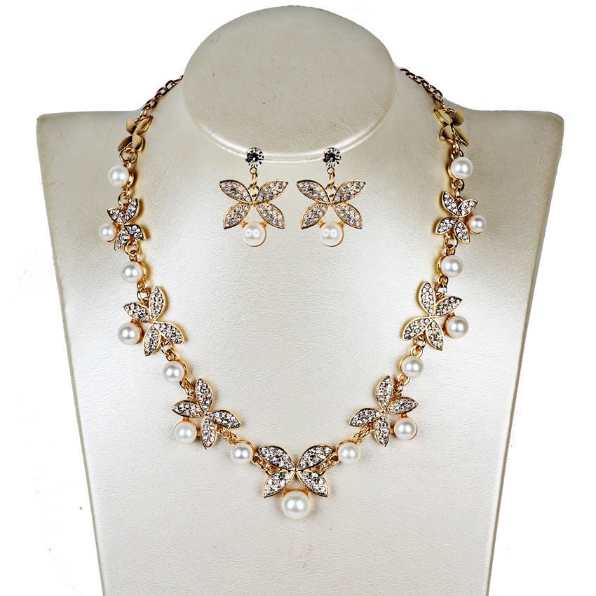 New Pearl butterfly necklace, earrings, bridal jewelry set, bridal jewelry - Inspiren-Ezone