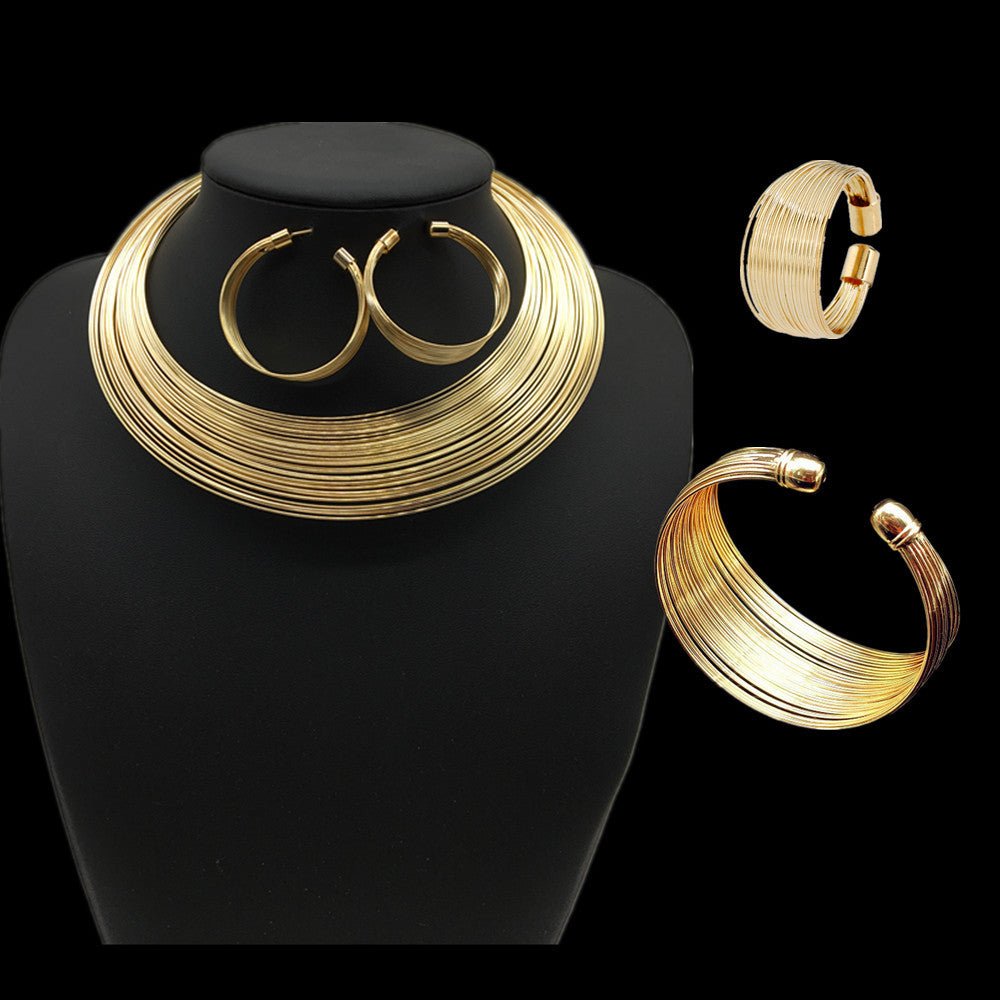 Nigeria bride Necklace Set multi alloy accessories four sets of cross-border supply Necklace suit - Inspiren-Ezone