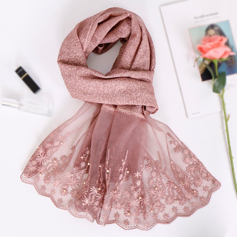 Pearl cotton lace scarf - Inspiren-Ezone