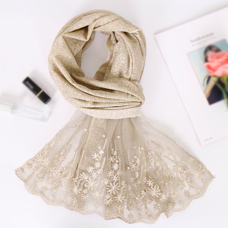 Pearl cotton lace scarf - Inspiren-Ezone