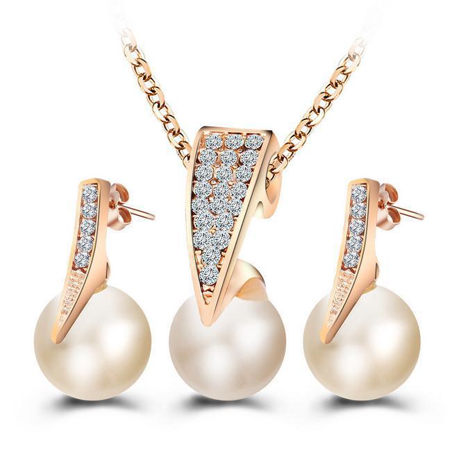 Pearl Necklace Earring Set Wedding Banquet Dress - Inspiren-Ezone