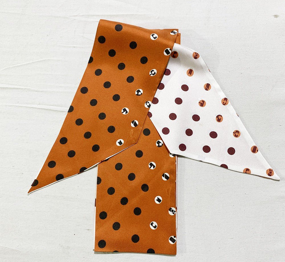 Polka dot double stitching small long scarf - Inspiren-Ezone