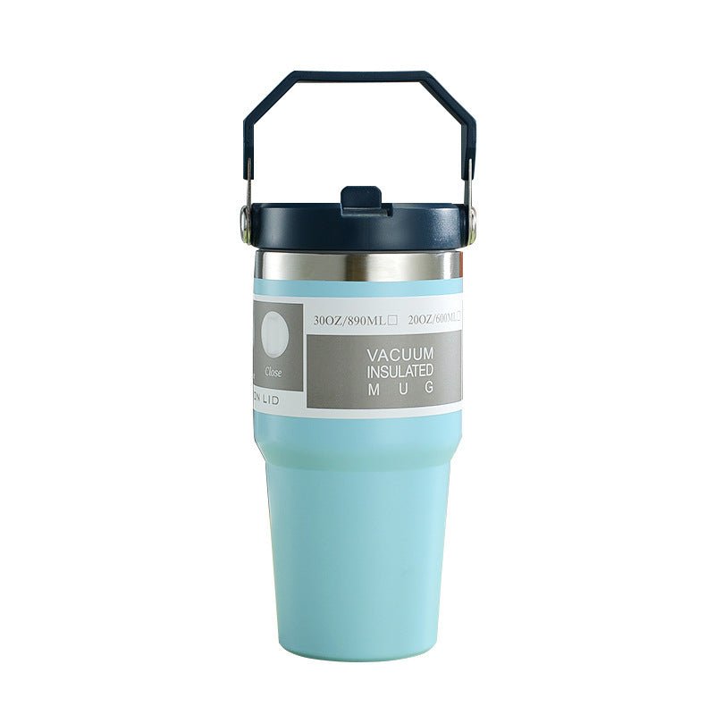 Portable Car Cup Stainless Steel Cup Travel Sports Water Bottle With Handle Cover Coffee Tumbler Cup - Inspiren-Ezone