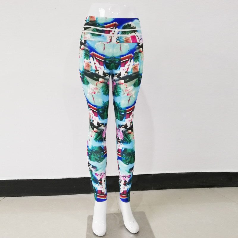 Printed hip high waist legging yoga pants yoga clothes - Inspiren-Ezone