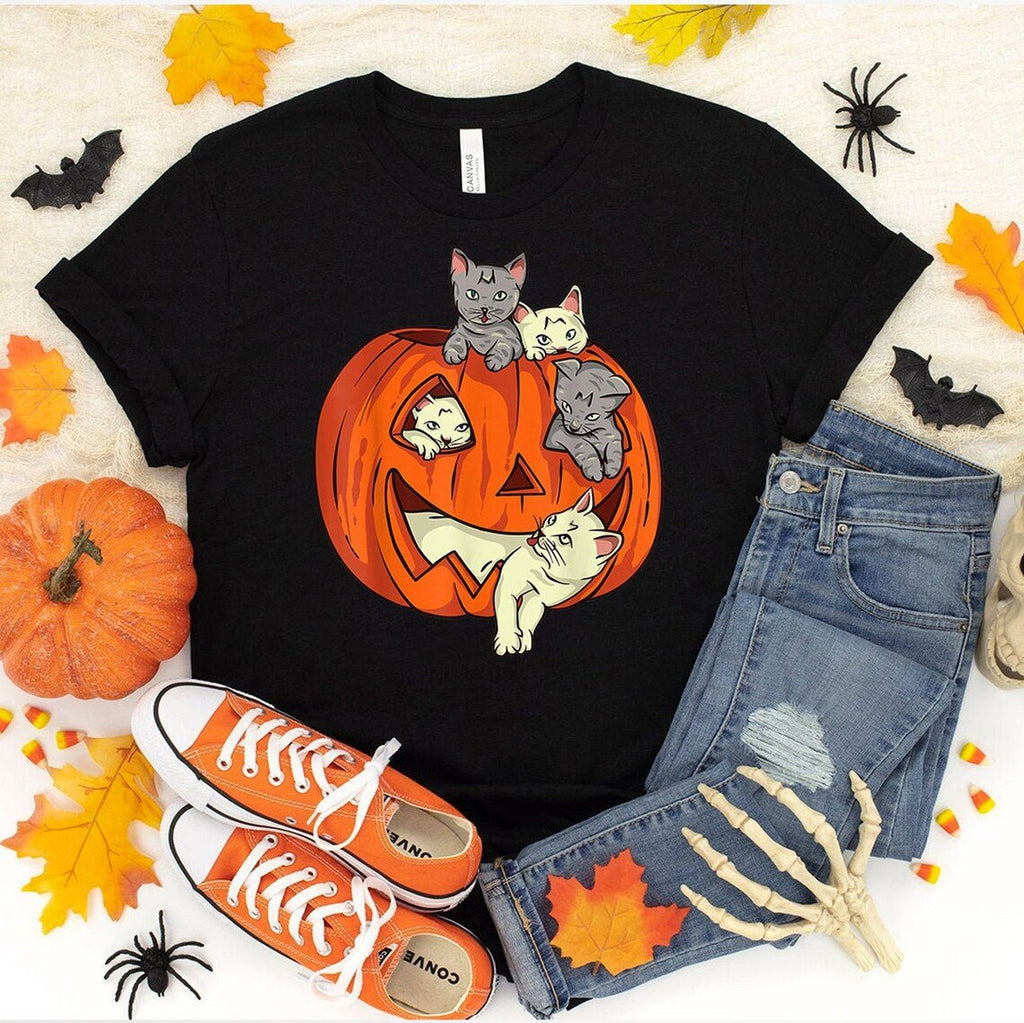 Pumpkin Cat Halloween T-shirt - Inspiren-Ezone