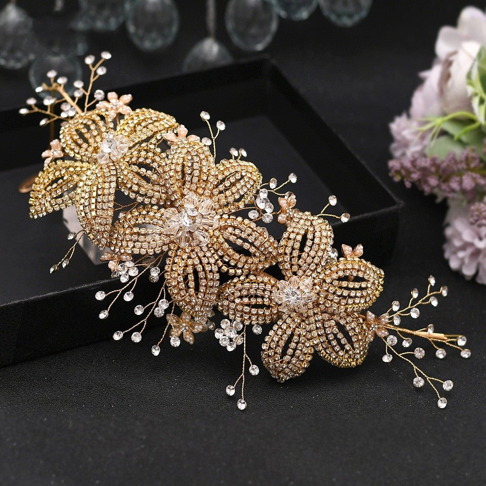 Rhinestone Leaf Handmade Headband Bridal Wedding Headdress - Inspiren-Ezone