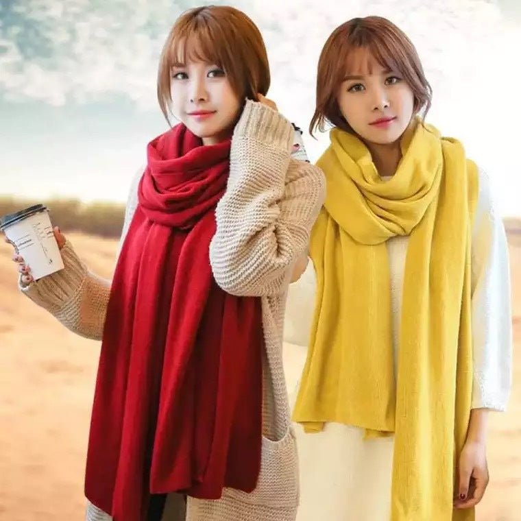 Scarf Female Winter Korean Version Of Knitted Wool Cashmere Scarf Shawl Men And Women Solid Color Wild Collar - Inspiren-Ezone