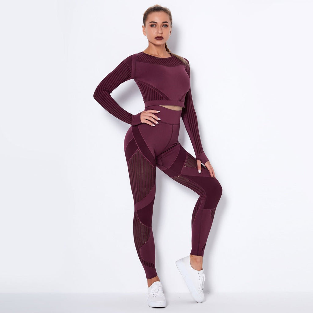 Seamless Knitted Absorbent Yoga Long-Sleeved Suit Yoga Wear - Inspiren-Ezone