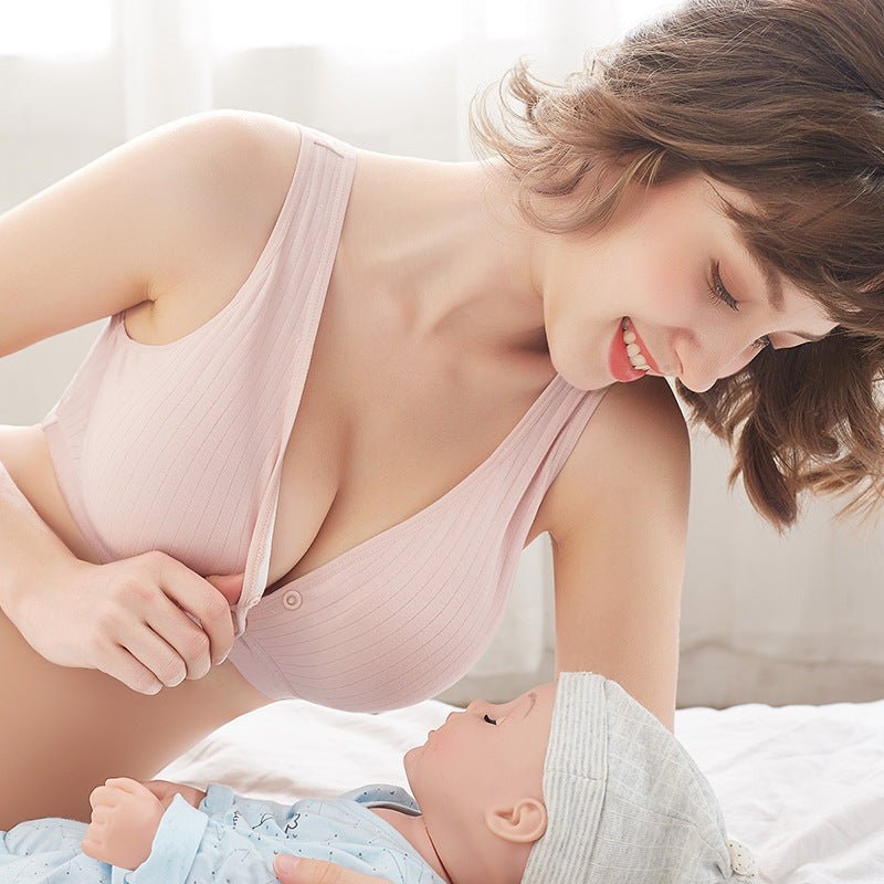 Simple Gathered Front Button Maternity Bra - Inspiren-Ezone