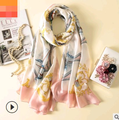 Spring, summer and autumn, new flowers, elegant and high-end artificial silk scarf, female decorative shawl, sunscreen beach towel - Inspiren-Ezone