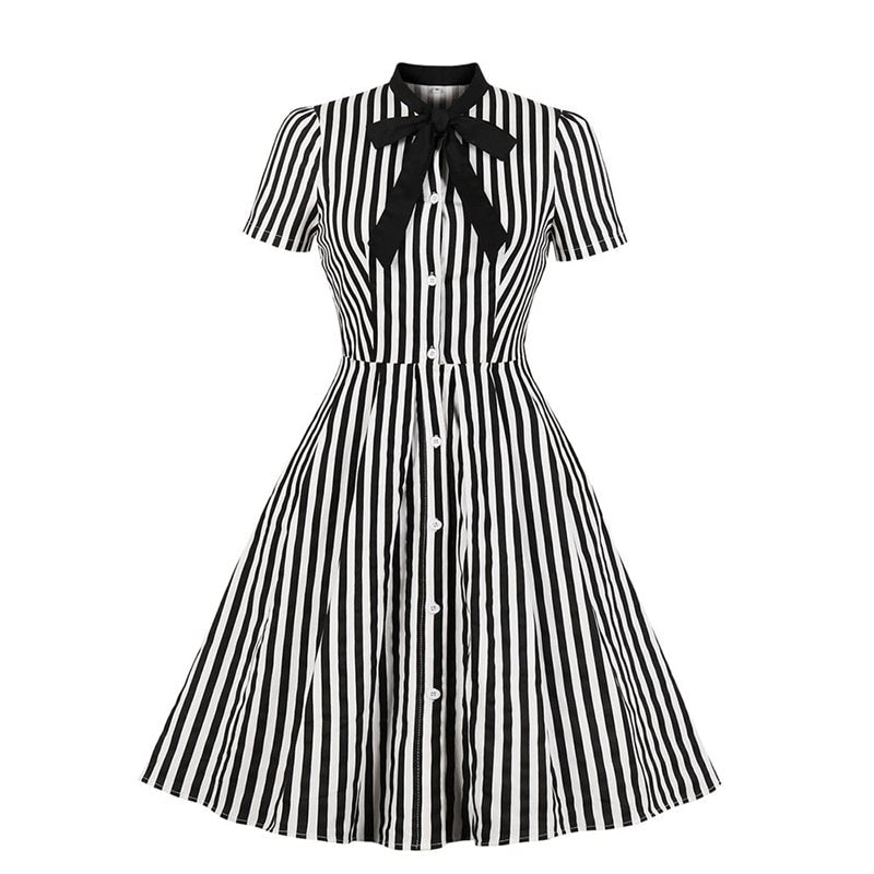 Striped button vintage dress - Inspiren-Ezone