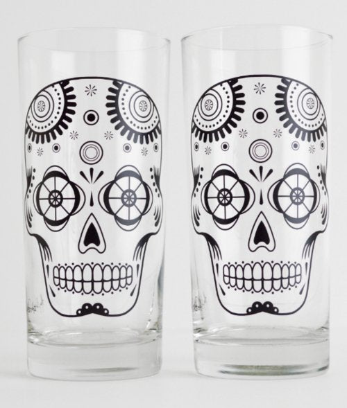 Sugar Skull Glassware - Set of 2 Halloween Glasses - Inspiren-Ezone