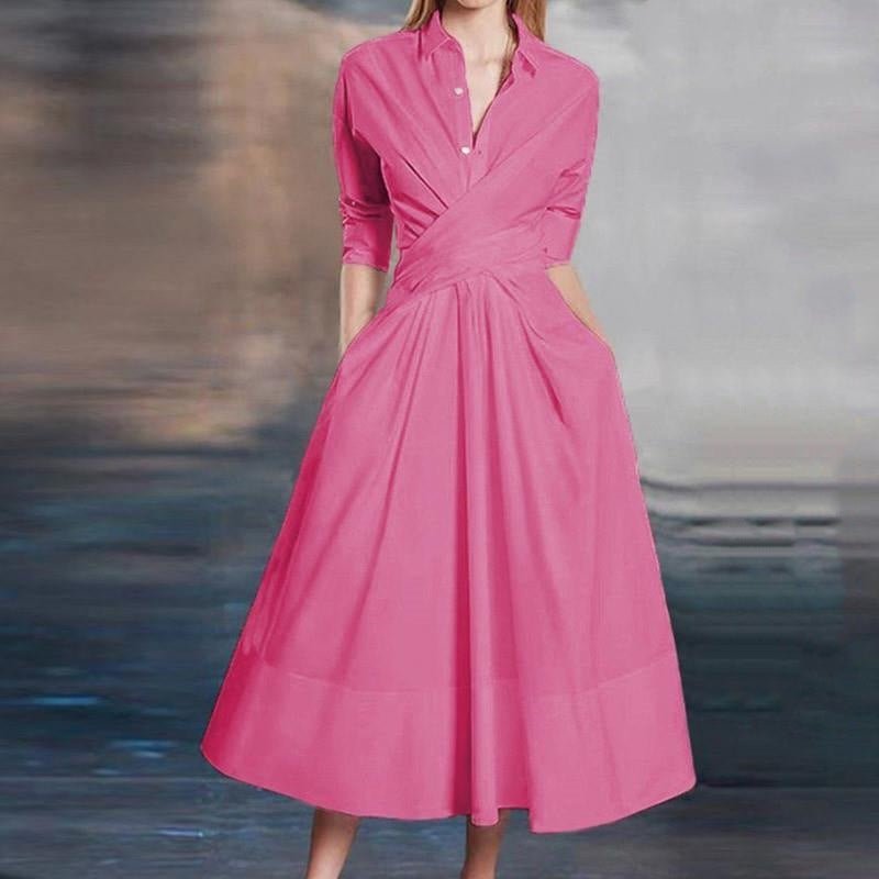 Summer Temperament Midi Skirt Special-interest Design Penny-level Shirt Dress - Inspiren-Ezone
