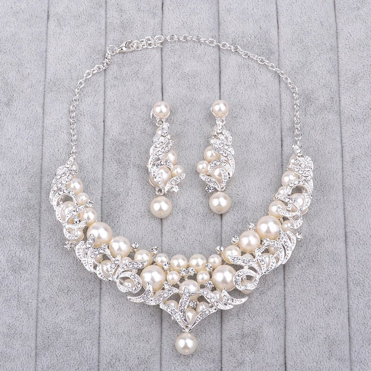 The new trade suits Europe pearl necklace jewelry pendant bride alloy big high-end wedding accessories - Inspiren-Ezone