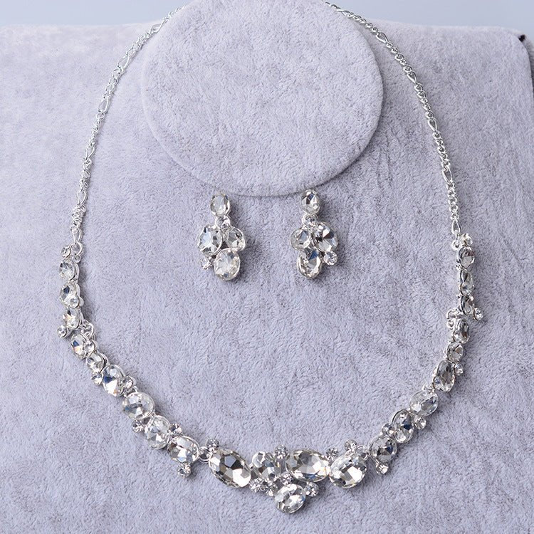 TL138 bridal jewelry alloy plating, Rhinestone Necklace, earring set, wedding dress accessories - Inspiren-Ezone