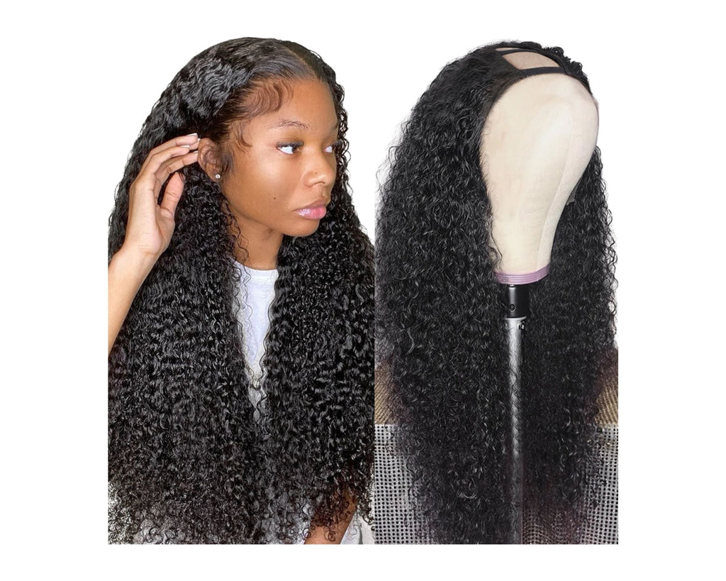 U Part Wig Jerry Curl Human Hair Wigs For Black Women Brazilian Remy H - Inspiren-Ezone