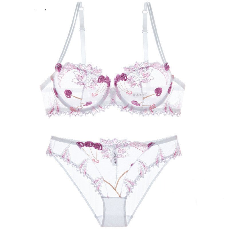 Underwear explosions transparent mesh embroidered bra bra set - Inspiren-Ezone