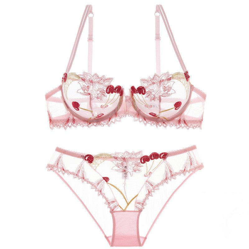 Underwear explosions transparent mesh embroidered bra bra set - Inspiren-Ezone