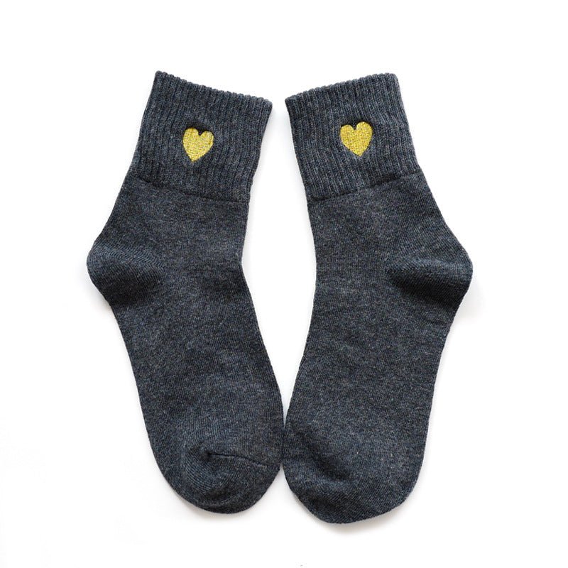 Winter Warn Thicken Socks With Embroidery Heats Shape - Inspiren-Ezone