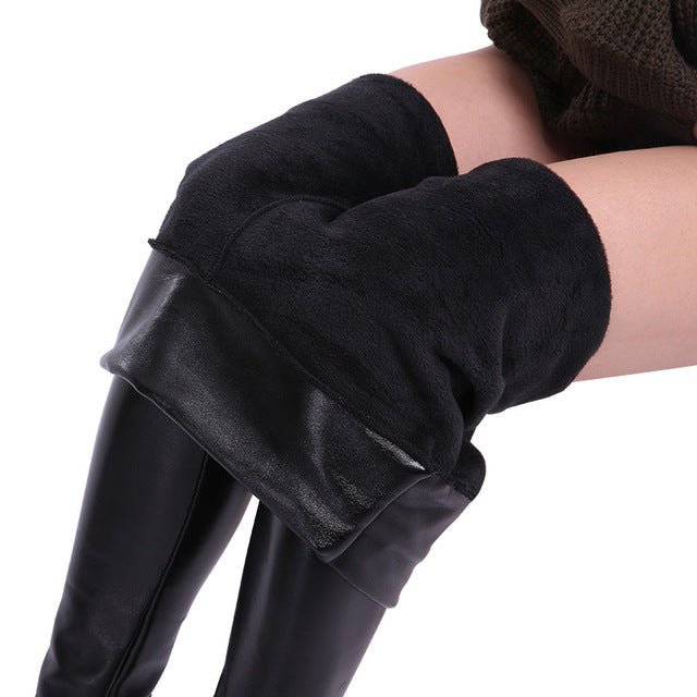 Women Autumn Winter Sexy Elastic Trousers Stretch Black PU Leather Shaper High Waist Leggings - Inspiren-Ezone